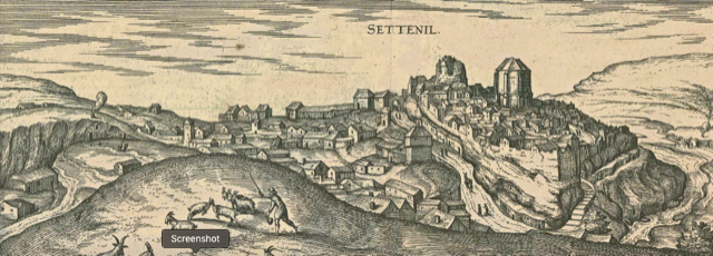 Setieil a la 1564 by Joris Hoefnagel. Photo from art exhibit in the Torreón del Homenaje tower 